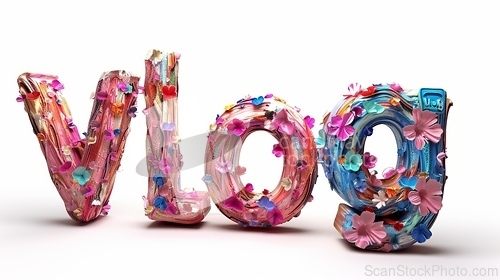 Image of The word Vlog created in Mixed Media Sculpture.