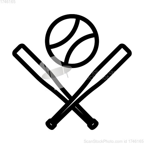 Image of Baseball Crossed Buts And Ball Icon
