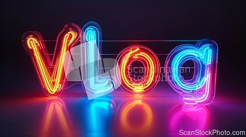 Image of The word Vlog created in Neon Calligraphy.