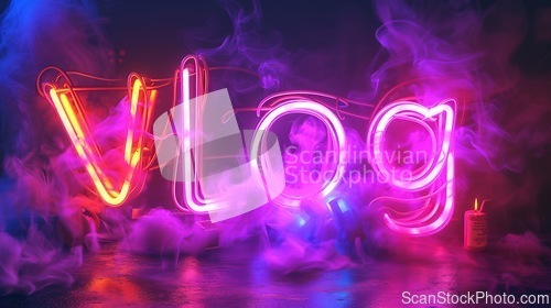 Image of The word Vlog created in Neon Calligraphy.