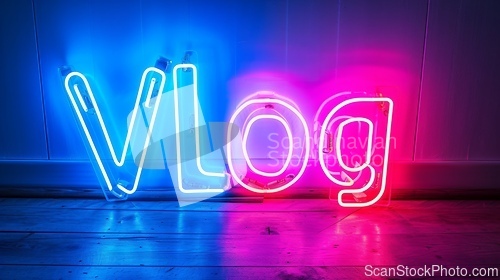 Image of The word Vlog created in Neon Lettering.