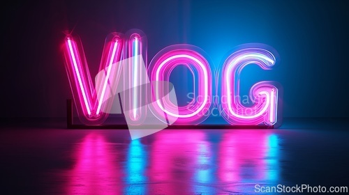 Image of The word Vlog created in Neon Lettering.