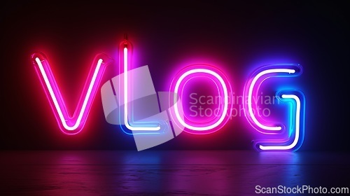 Image of The word Vlog created in Neon Lettering.