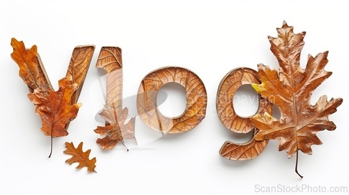 Image of The word Vlog created in Oak Leaf Letters.