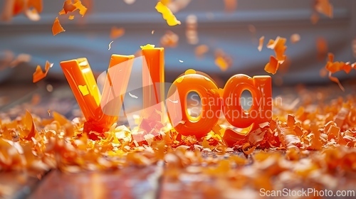 Image of Orange Vlog concept creative art poster.