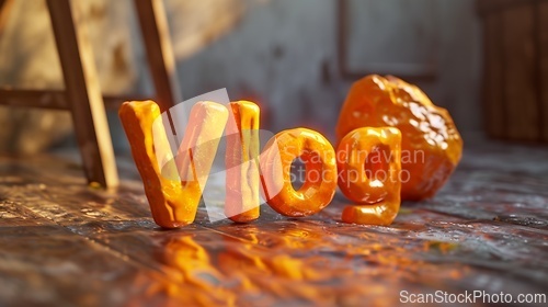 Image of Orange Marble Vlog concept creative art poster.
