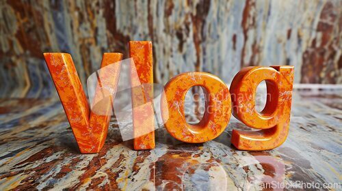 Image of Orange Marble Vlog concept creative art poster.