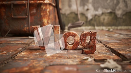 Image of Ancient Brick Vlog concept creative art poster.