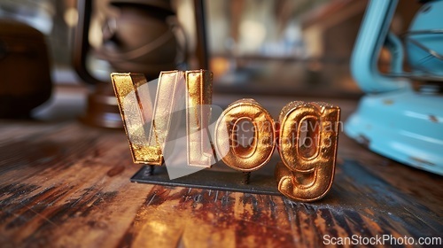Image of Antique Gold Vlog concept creative art poster.
