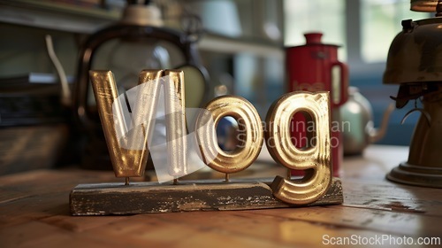 Image of Antique Gold Vlog concept creative art poster.