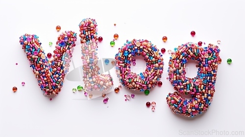 Image of The word Vlog created in Beaded Lettering.