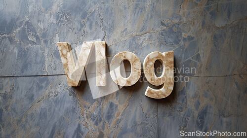 Image of Beige Marble Vlog concept creative art poster.