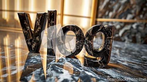 Image of Black Marble Vlog concept creative art poster.