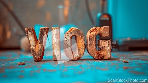 Image of Brick Vlog concept creative art poster.
