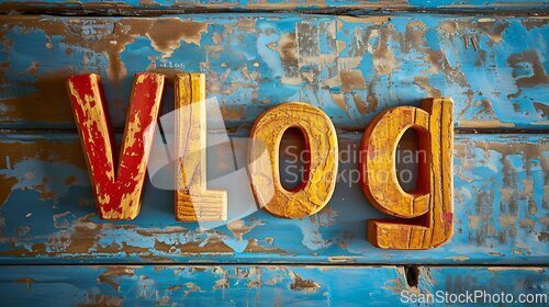 Image of Brick Vlog concept creative art poster.
