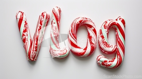 Image of The word Vlog created in Candy Cane Typography.