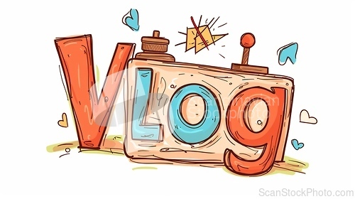 Image of The word Vlog created in Cartoon Illustration.