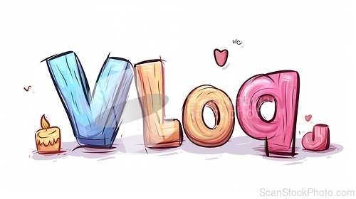 Image of The word Vlog created in Cartoon Illustration.