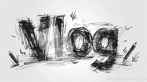 Image of The word Vlog created in Charcoal Sketch.