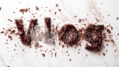 Image of The word Vlog created in Chocolate Typography.