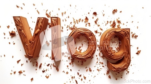 Image of The word Vlog created in Cinnamon Typography.