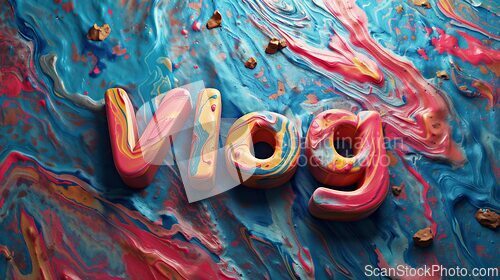 Image of Colorful Marble Vlog concept creative art poster.