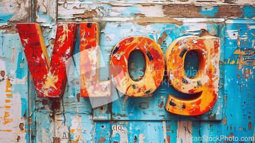 Image of The word Vlog created in Decoupage.