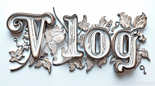 Image of The word Vlog created in Embossed Calligraphy.