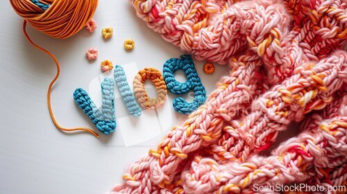 Image of The word Vlog created in Embroidery Lettering.