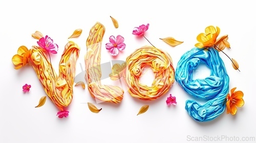 Image of The word Vlog created in Embroidery Lettering.