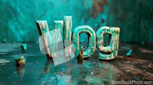 Image of Emerald Crystal Vlog concept creative art poster.