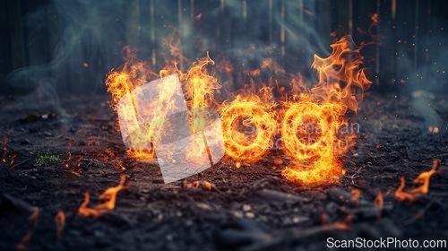 Image of Fire Vlog concept creative art poster.