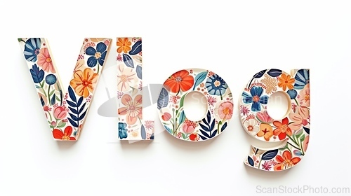 Image of The word Vlog created in Floral Lettering.