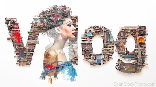 Image of The word Vlog created in Found Object Collage.