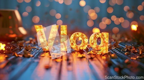 Image of Golden Vlog concept creative art poster.