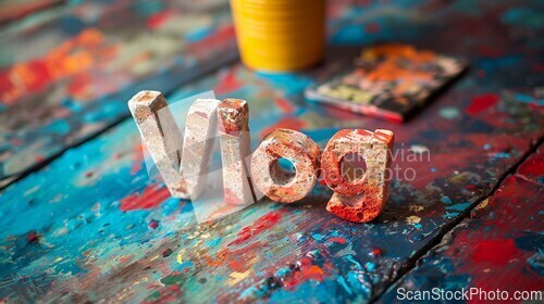 Image of Granite Stone Vlog concept creative art poster.