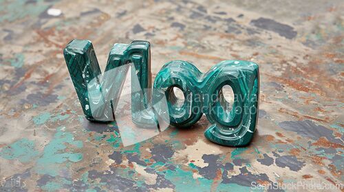 Image of Green Marble Vlog concept creative art poster.