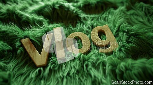 Image of Green Fur Vlog concept creative art poster.