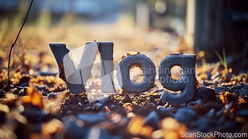 Image of Grey Vlog concept creative art poster.