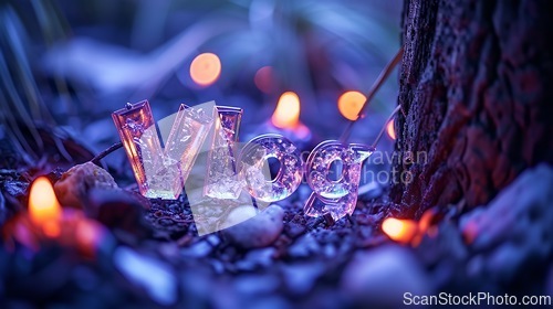 Image of Iolite Crystal Vlog concept creative art poster.