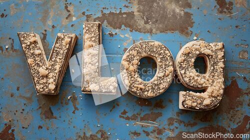 Image of Pumice Stone Vlog concept creative art poster.