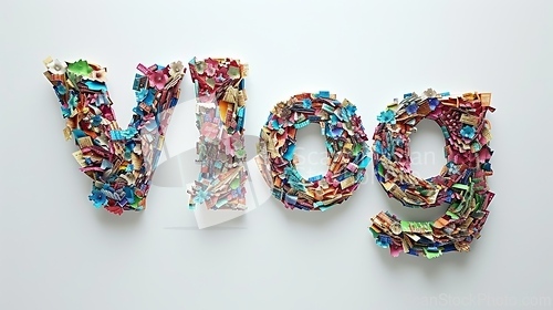 Image of The word Vlog created in Paper Mosaic.