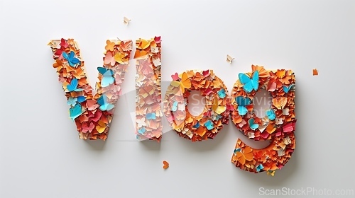 Image of The word Vlog created in Paper Mosaic.