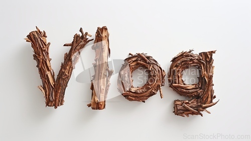 Image of The word Vlog created in Pine Twig Letters.