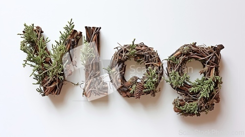 Image of The word Vlog created in Pine Twig Letters.