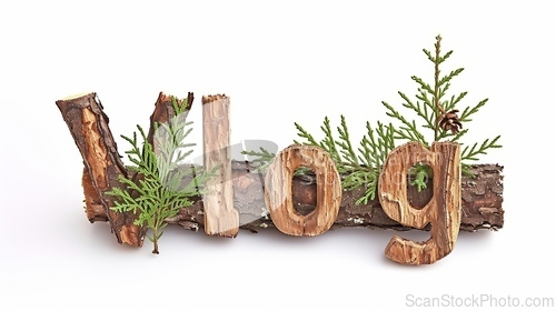 Image of The word Vlog created in Pine Twig Letters.