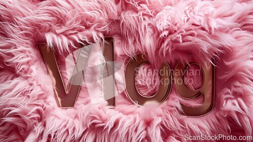 Image of Pink Fur Vlog concept creative art poster.