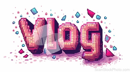 Image of The word Vlog created in Pixel Art.