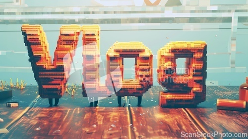 Image of The word Vlog created in Pixel Art.