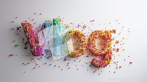 Image of The word Vlog created in Pixel Typography.